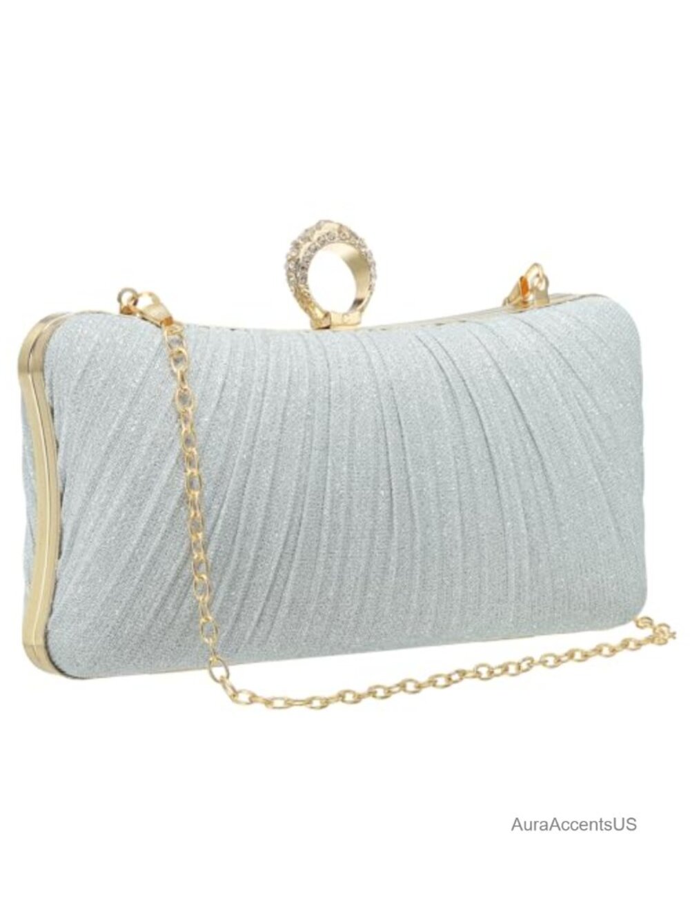 Sparkly Rhinestone Evening Clutch Purse with Detachable Chain Bridal 1920s